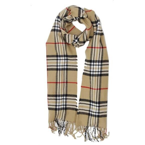 New Soft Cashmere Feel Plaid Check and Solid Winter Scarf - Picture 1 of 3